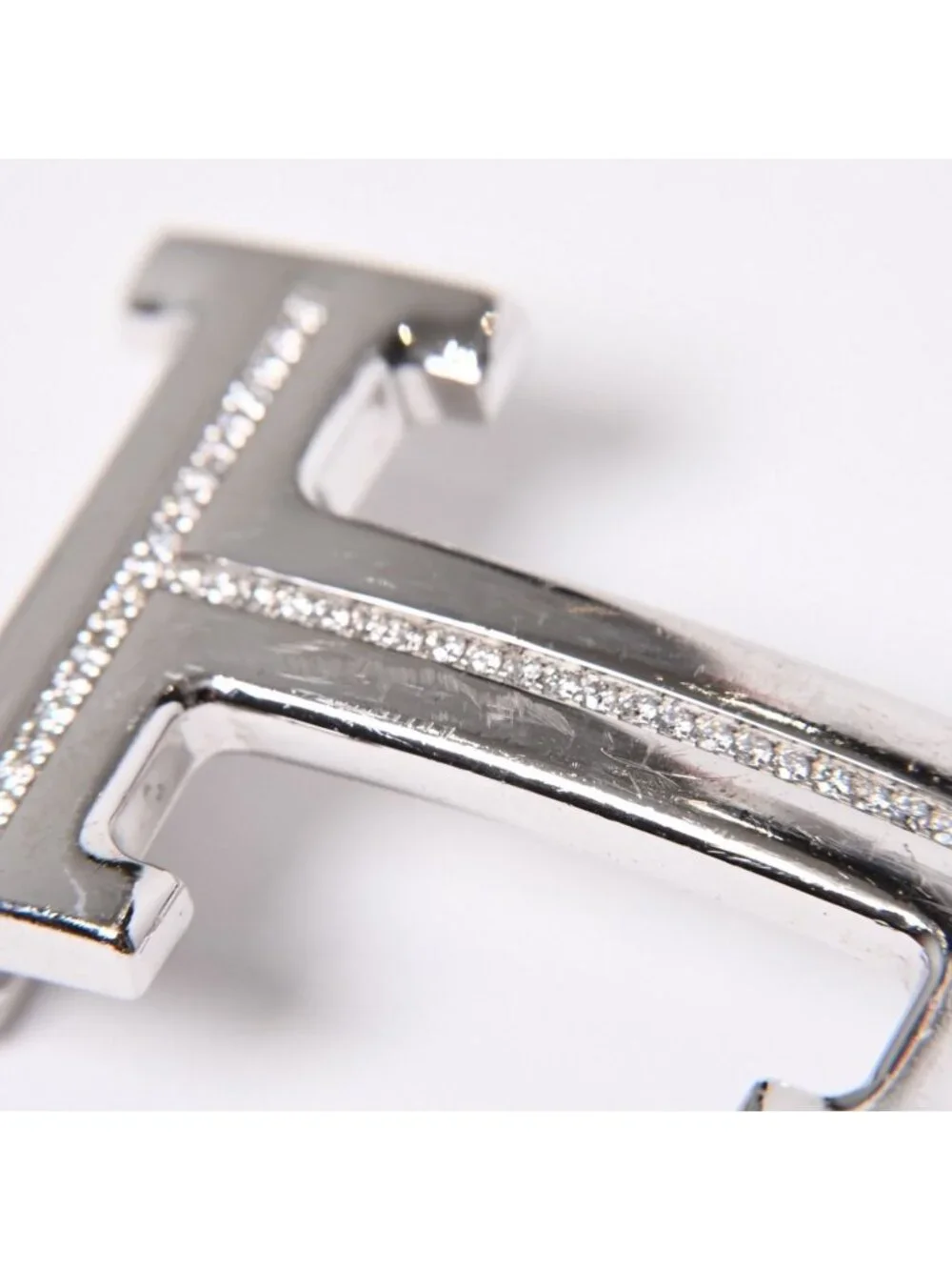 Hermes Belt Buckle H Logo Diamond Reversible Blue White Silver